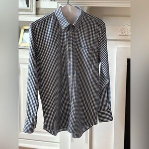 Seaward & Stearn Navy Gingham Long Sleeve Shirt. Button Down | Men Sz-L | EUC